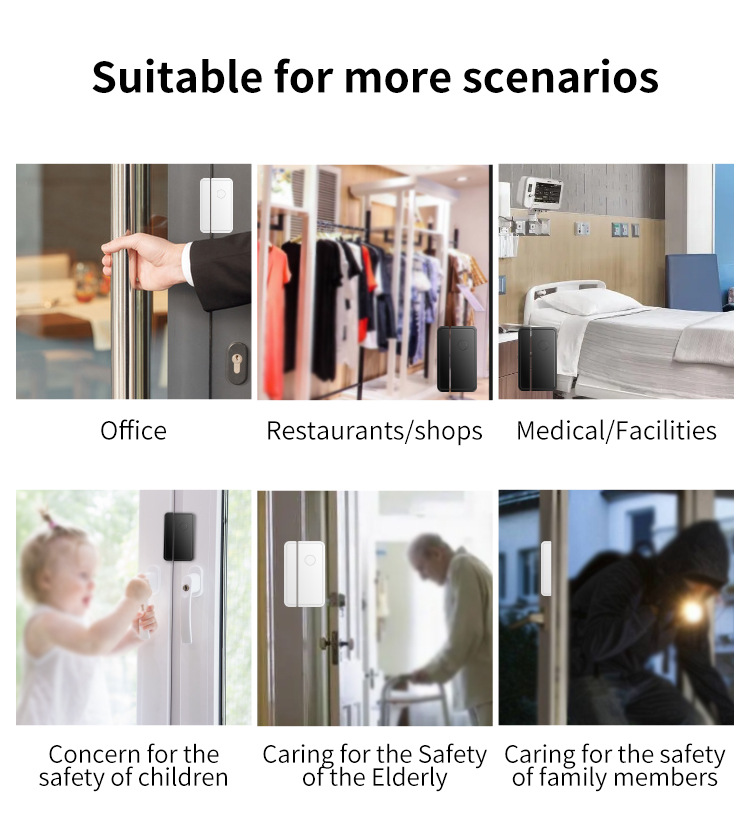 Split type Door And Window Sensor Wireless Door Magnet Sensor 60 Songs Home Protection Security Anti-Theft Alarm Volume Reminder