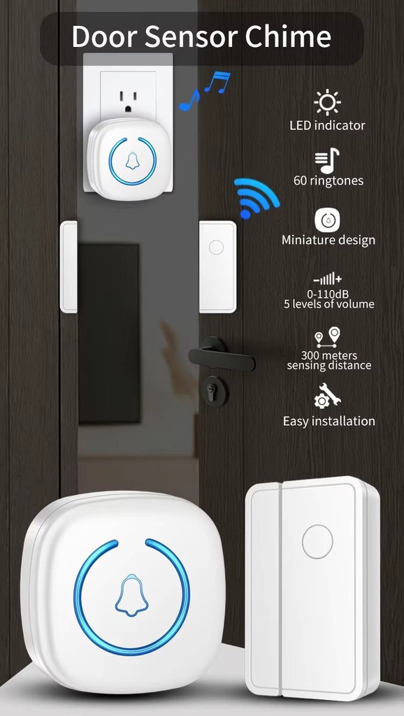 Split type Door And Window Sensor Wireless Door Magnet Sensor 60 Songs Home Protection Security Anti-Theft Alarm Volume Reminder