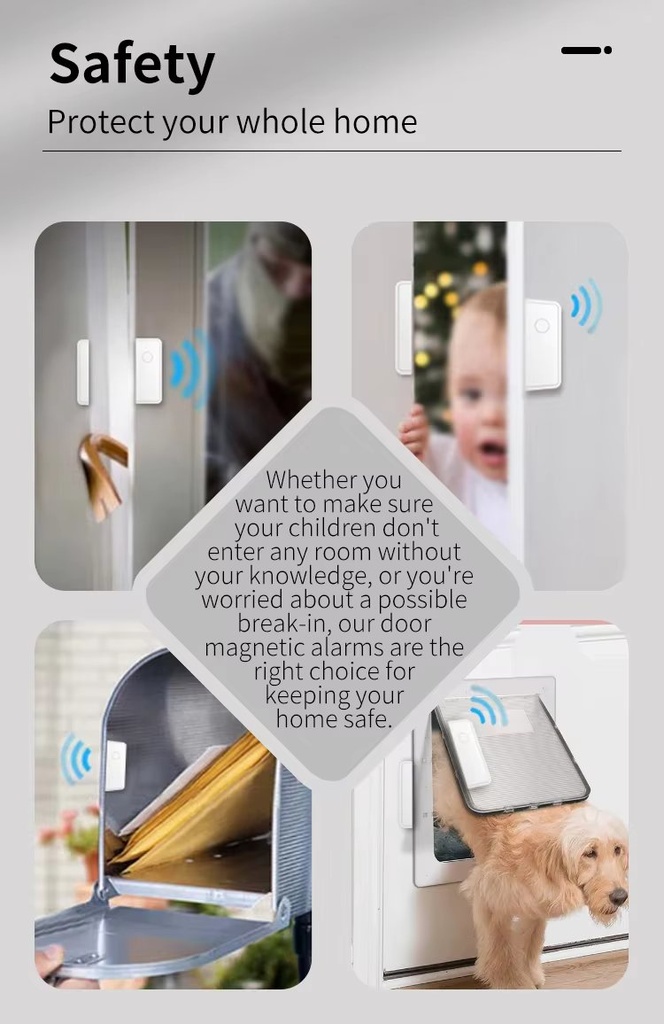 Split type Door And Window Sensor Wireless Door Magnet Sensor 60 Songs Home Protection Security Anti-Theft Alarm Volume Reminder