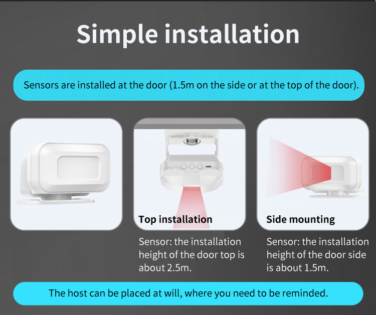 Wireless Motion Sensor Detector Alarm Home Security Alarm Store Ring Door Entry Doorbell Alert