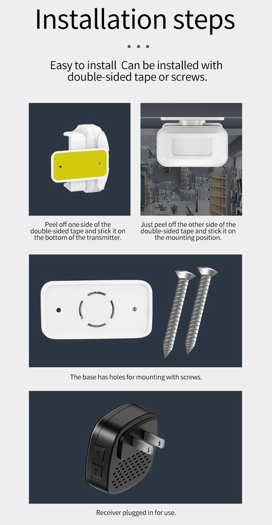 Wireless Motion Sensor Detector Alarm Home Security Alarm Store Ring Door Entry Doorbell Alert