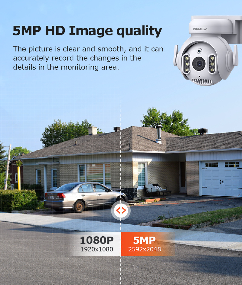 5MP TUYA Smart Camera,2.4G WiFi Security Surveillance IP Camera with 2Way Audio Full Color Night Vision Motion Detection