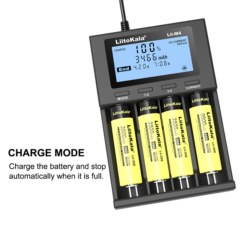 LiitoKala Lii-M4 Rechargeable Battery Charger 3.7V 18650 26650 21700 18500 Lithium-ion 1.2V Ni-MH AA Test Capacity