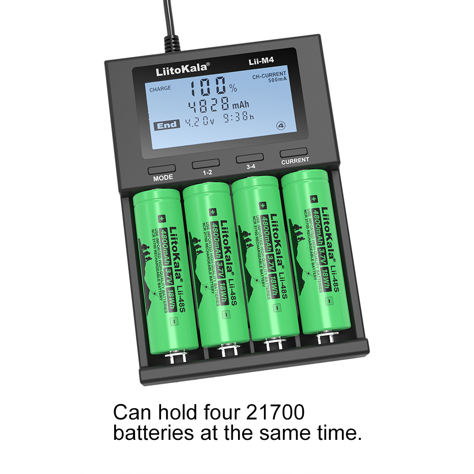 LiitoKala Lii-M4 Rechargeable Battery Charger 3.7V 18650 26650 21700 18500 Lithium-ion 1.2V Ni-MH AA Test Capacity