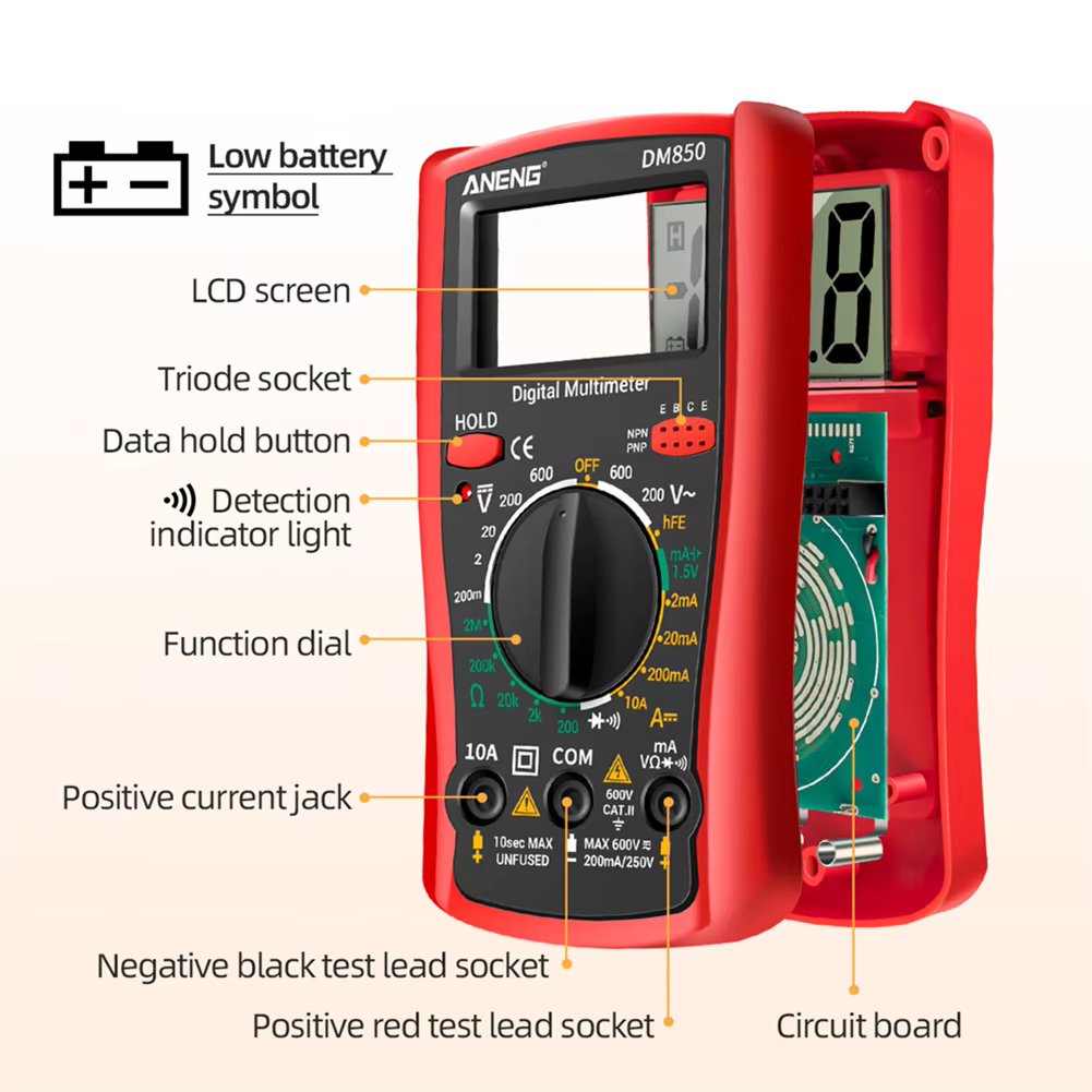 ANENG DM850 Automatic Professional Digital Multimeter 1999 Counts Auto AC/DC Voltage Tester Ohm Current Ammeter