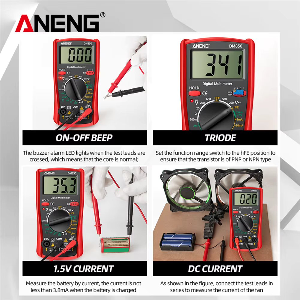 ANENG DM850 Automatic Professional Digital Multimeter 1999 Counts Auto AC/DC Voltage Tester Ohm Current Ammeter