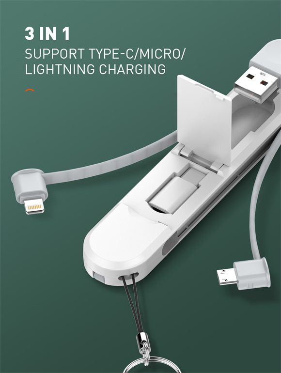LDNIO 3 in 1 Date Cable For iPhone Type-C Micro 3.8A USB Extension Cable Android Mobile Phone Charger Cable