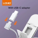 LDNIO 3 in 1 Date Cable For iPhone Type-C Micro 3.8A USB Extension Cable Android Mobile Phone Charger Cable