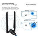 1800Mbps WiFi 6 USB Adapter 5G/2.4GHz USB3.0 Wi-fi Dongle Wireless 802.11ax Network Card High Gain Antenna