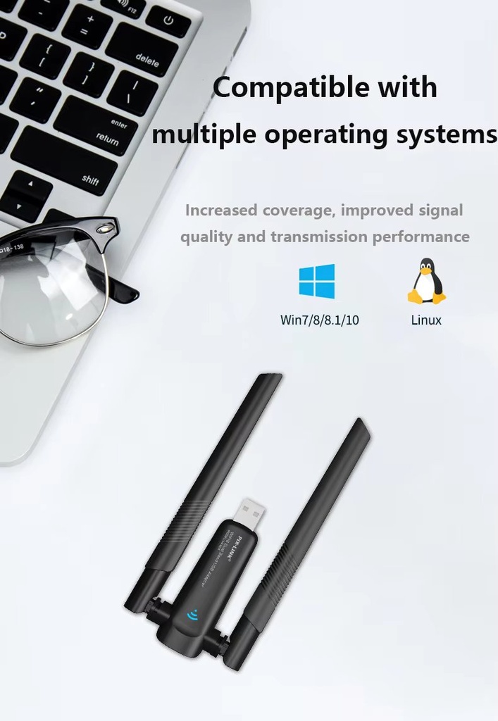 1800Mbps WiFi 6 USB Adapter 5G/2.4GHz USB3.0 Wi-fi Dongle Wireless 802.11ax Network Card High Gain Antenna