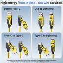 4 in 1 PD 27W 65W Fast Charging Spring Cable USB Type C To Type C And Lightning Data Cable Wire