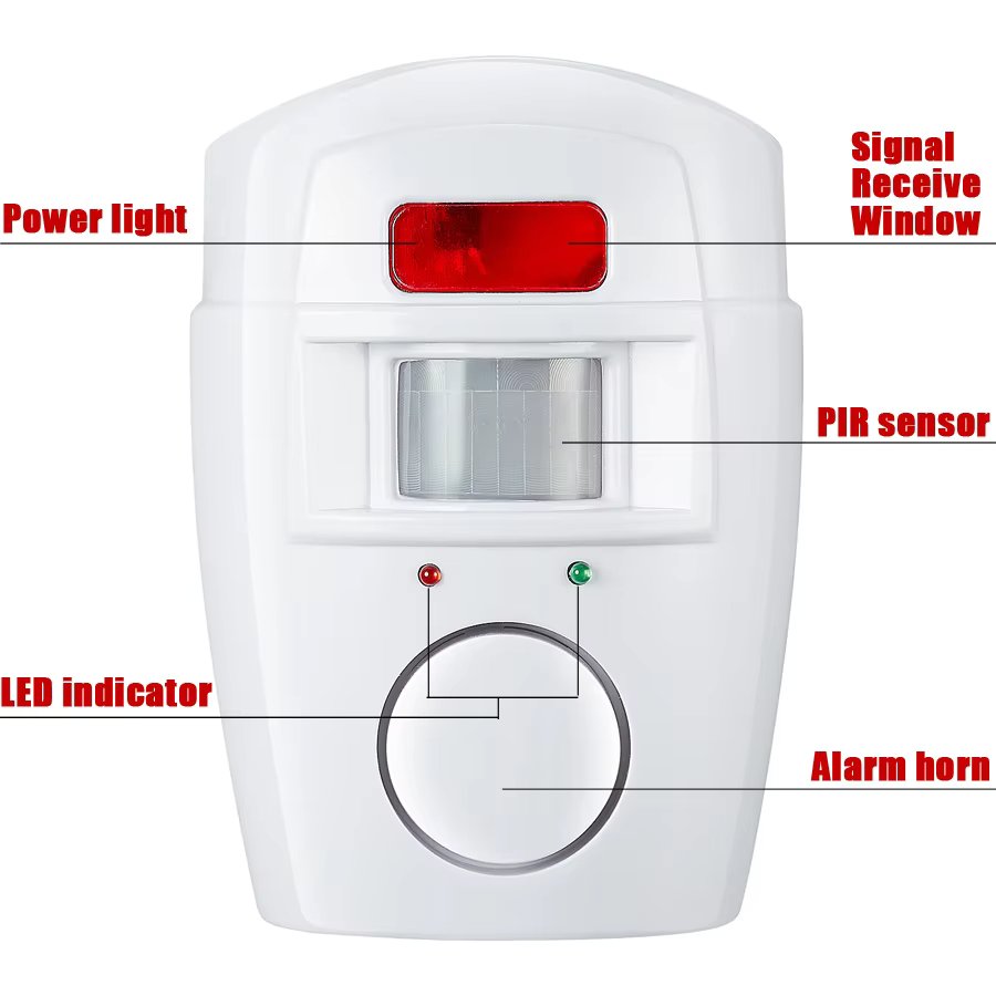 Wireless Motion Sensor Alarm with 2 Remote Controls PIR Motion Sensor Alarm Battery-powered Home Security System