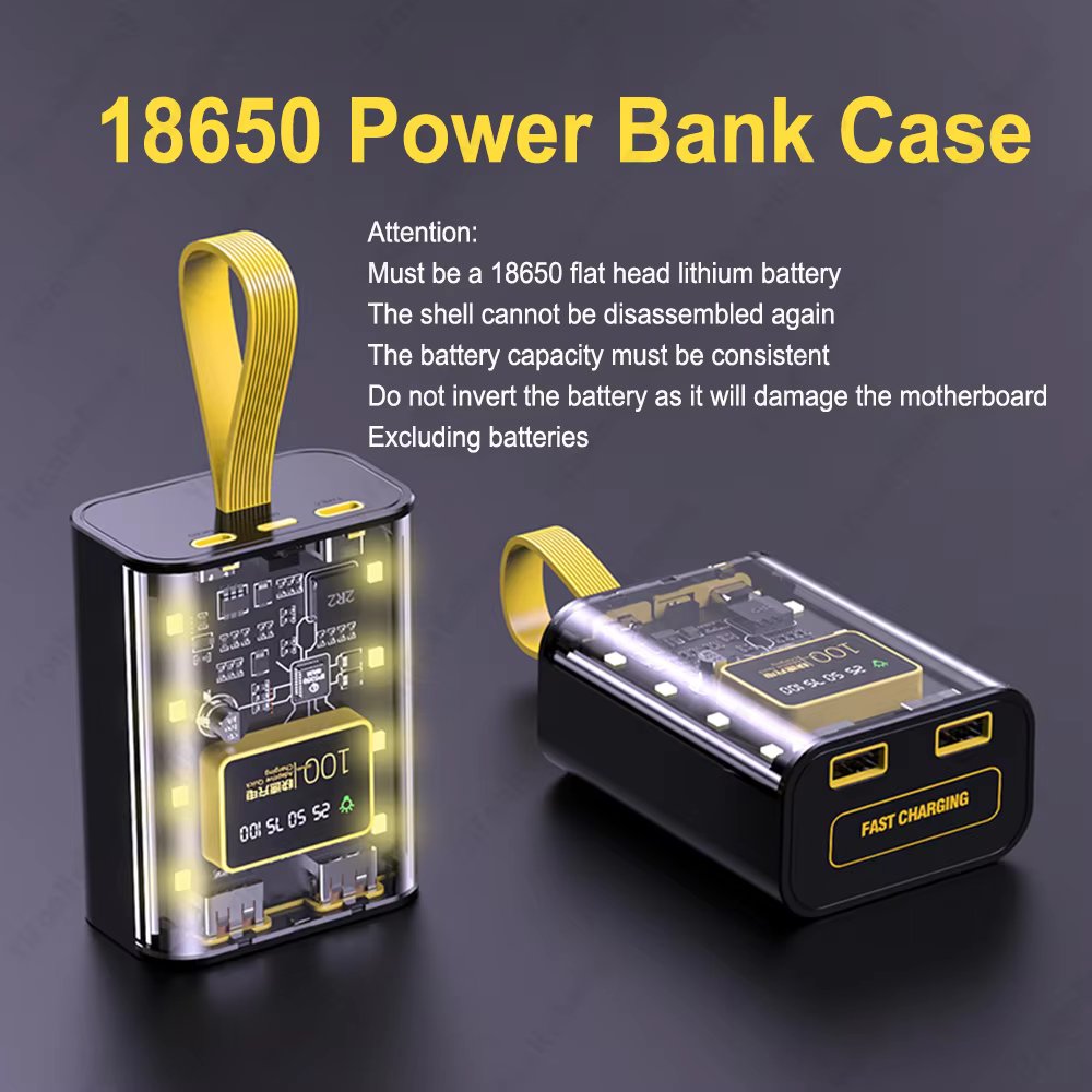 3*18650 Battery Charger Case DIY Power Bank Box Fast Charge 5V 2A Double USB Output Battery Storage Box With LED Night Light