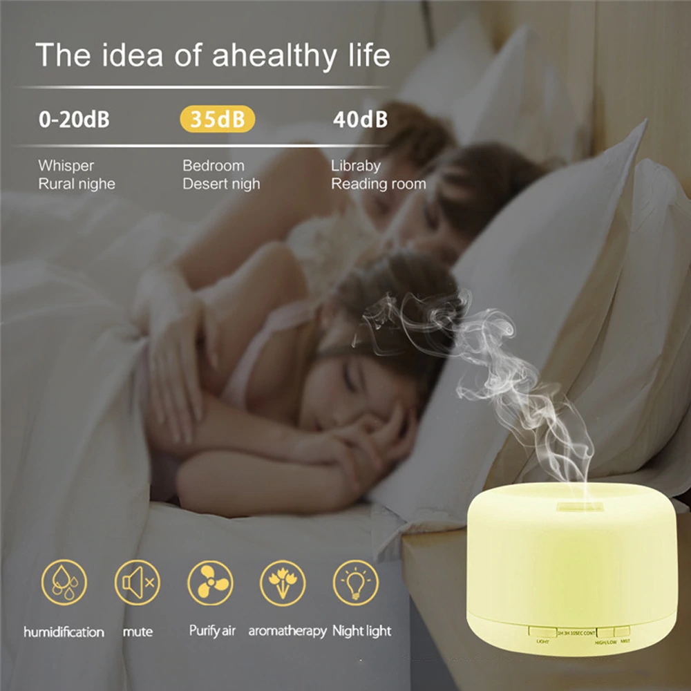 500ml Ultrasonic Humidifier 7 Color LED Lights Electric Aromatherapy Essential Oil Aroma Diffuser With Remote Control