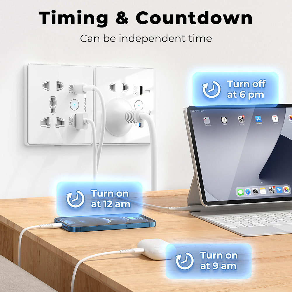 Tuya WiFi Smart Socket Switch PD/QC3.0 Quick Charge USB/Type-C Port Outlet Support Alexa Google Home EU UK US Universal Plug