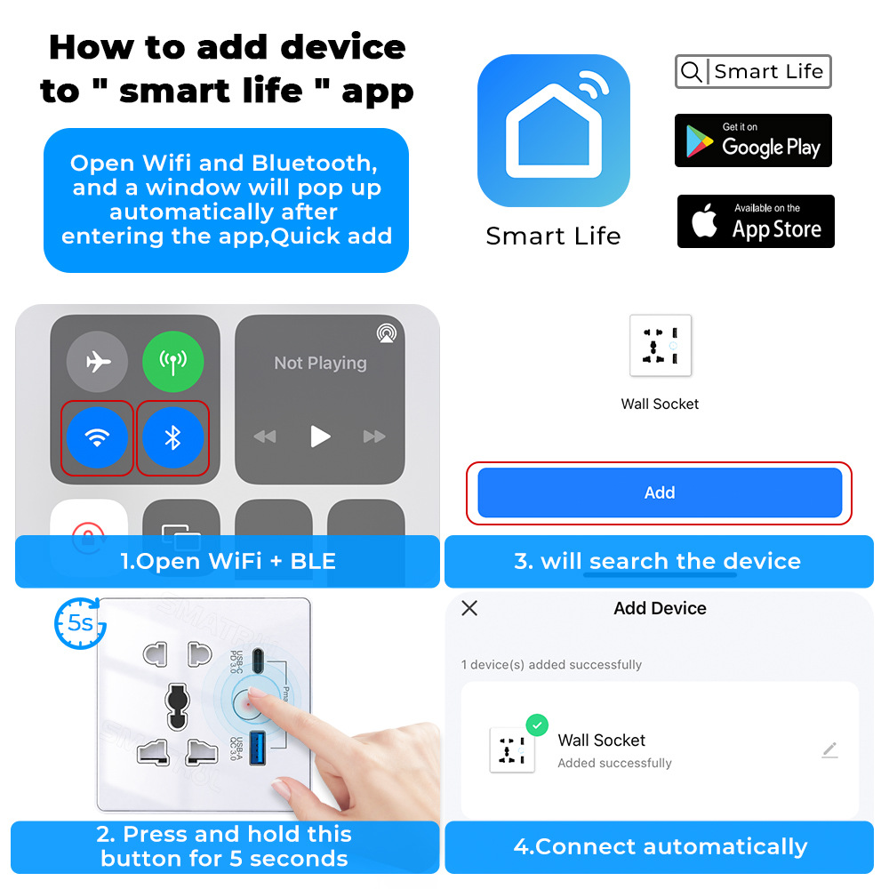 Tuya WiFi Smart Socket Switch PD/QC3.0 Quick Charge USB/Type-C Port Outlet Support Alexa Google Home EU UK US Universal Plug