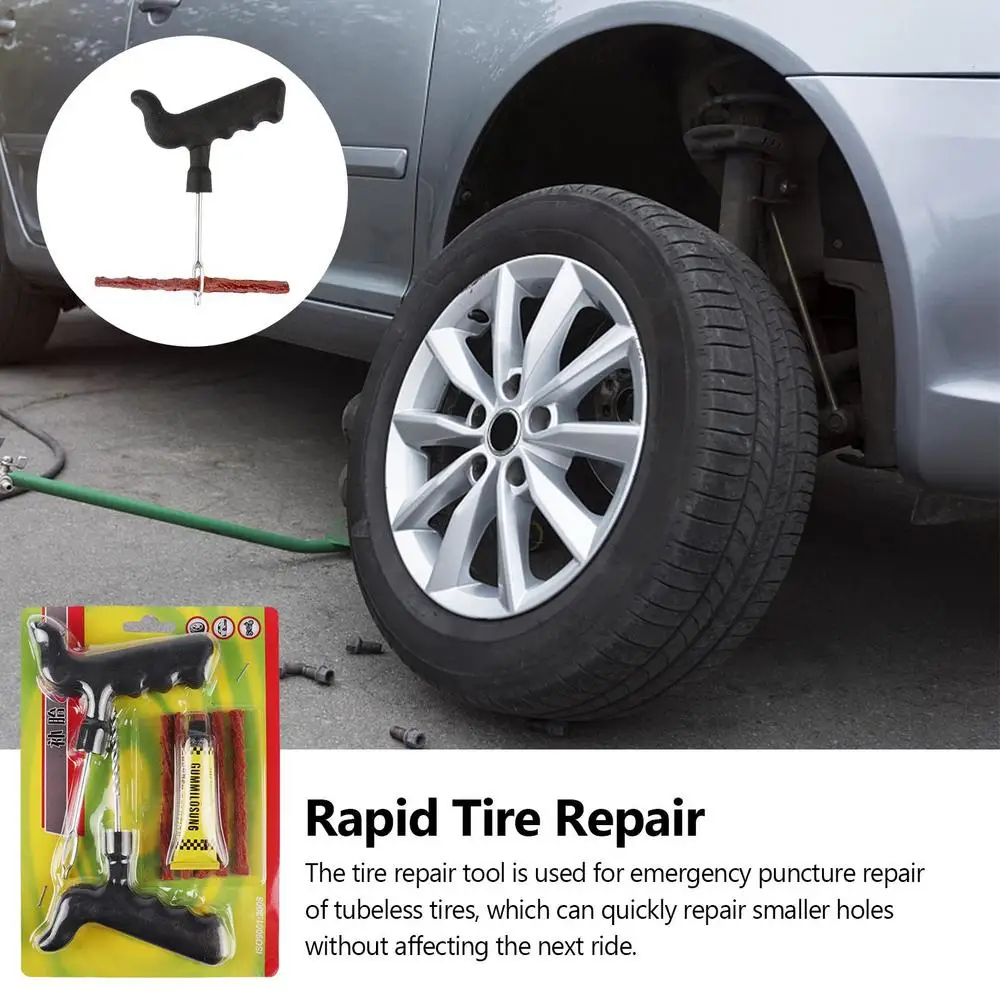 Car Tire Repair Tool Tire Repair Kit Studding Tool Set Auto Bike Tubeless Tire Tyre Puncture Plug Garage Car Accessories