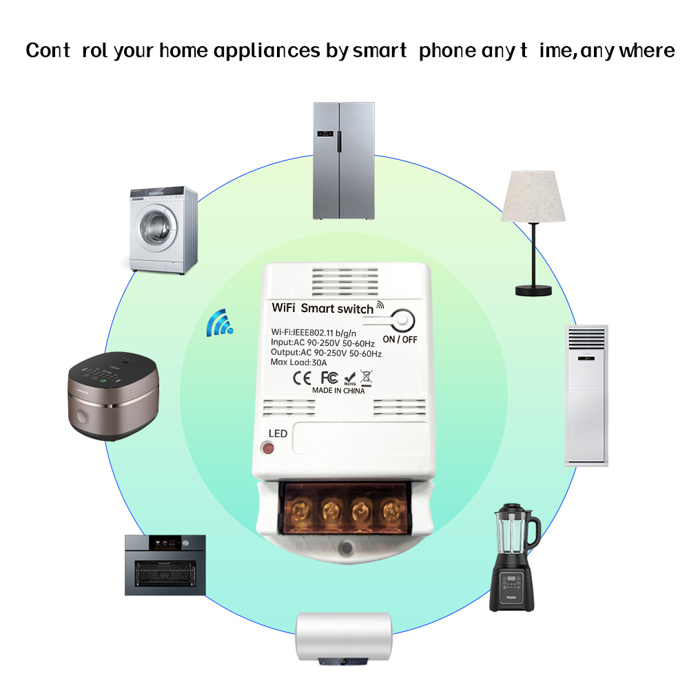 Wifi Smart Switch 30A Relay Module Smart Switch Controllers Home Automation On-Off Timing