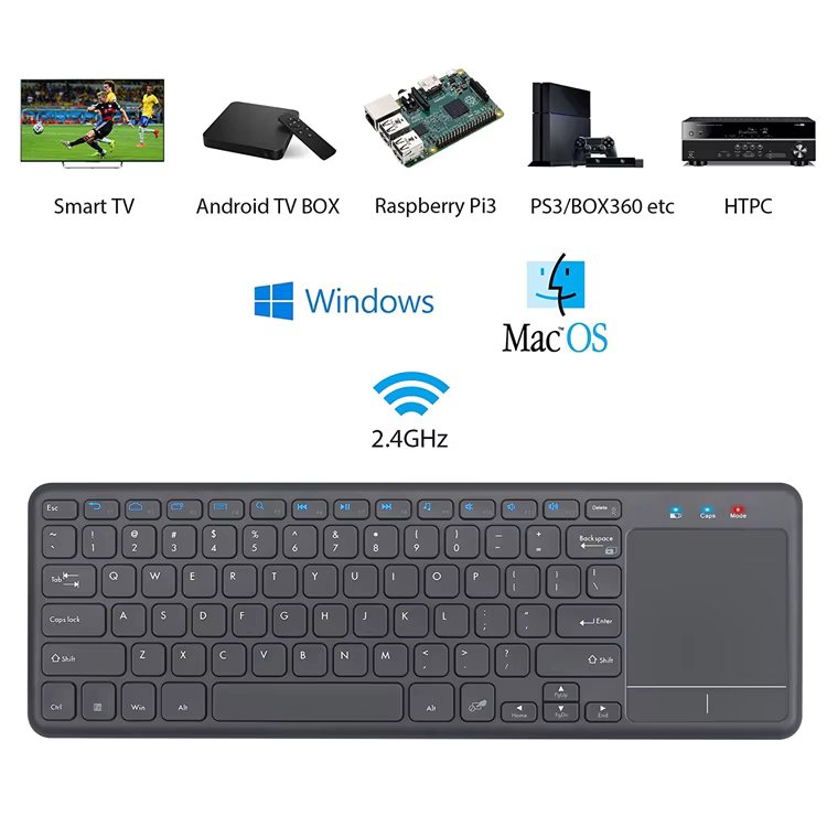 Mini Ultra-slim 2.4GHz Wireless Keyboard 78 Keys Keyboard With Touchpad