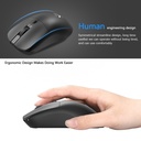 T2 2.4G Wireless Mouse Ergonomic Gaming Mouse 800/1200/1600DPI 4 Mute Buttons Mouse