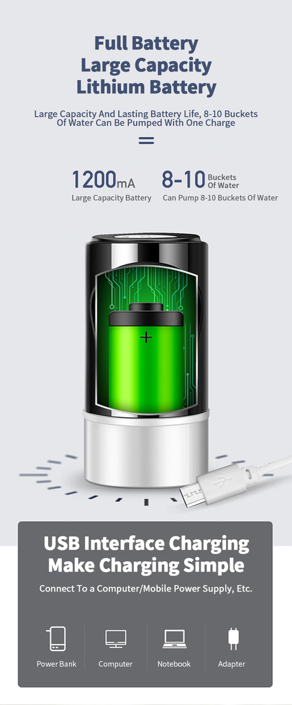 Touch Automatic Pump for Water Bottle Electric Drinking Portable Water Pump Dispenser USB Charge Water Dispenser