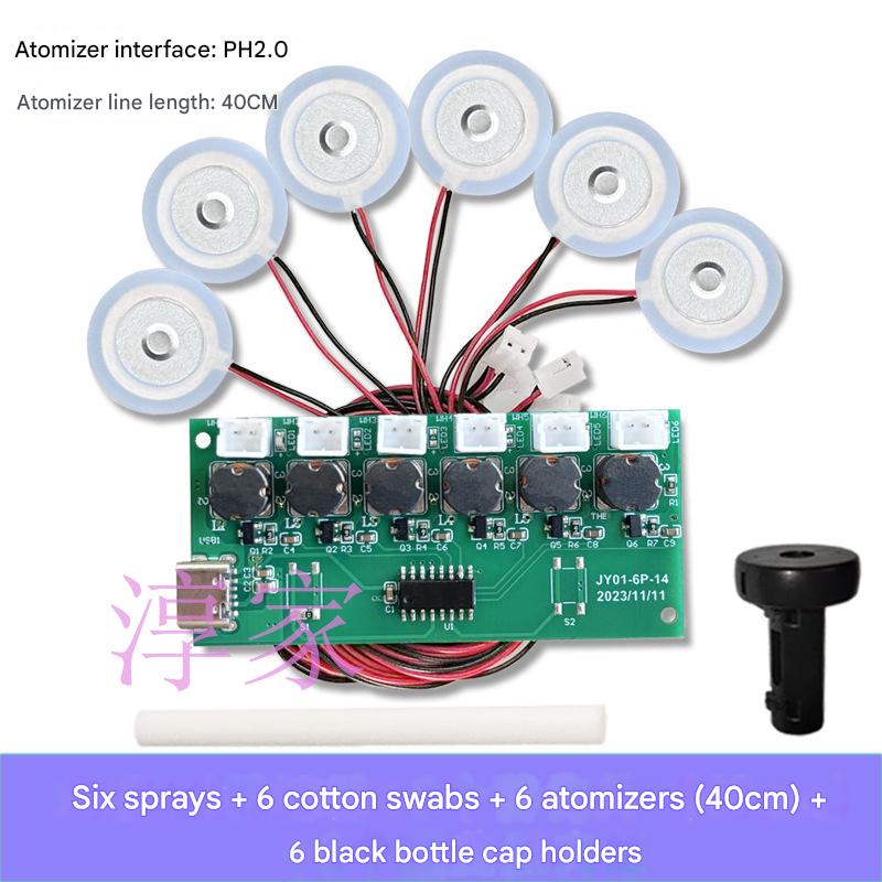 6 Nozzle Humidifier Module DIY Kit Nebulizing Control Board Ultrasonic Nebulizer Mist Driver Circuit Board Type-C Interface
