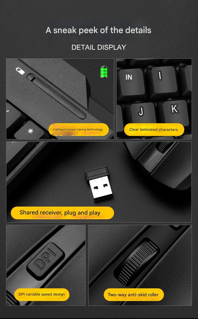 Divipard KM540 wireless 2.4GHz 104 keys business keyboard and mouse set