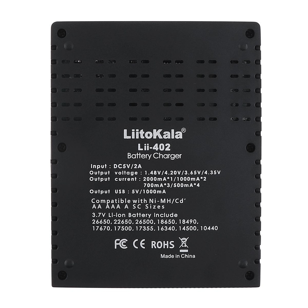 LiitoKala Lii-402 18650 Battery Charger For 26650 16340 RCR123 14500 LiFePO4 1.2V Ni-MH Ni-Cd Rechargeable Battery