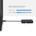 USB Hub Ultra-Slim USB 3.0 Hub adapter USB to 4 USB 3.0 Data Ports with Individual Power Switches