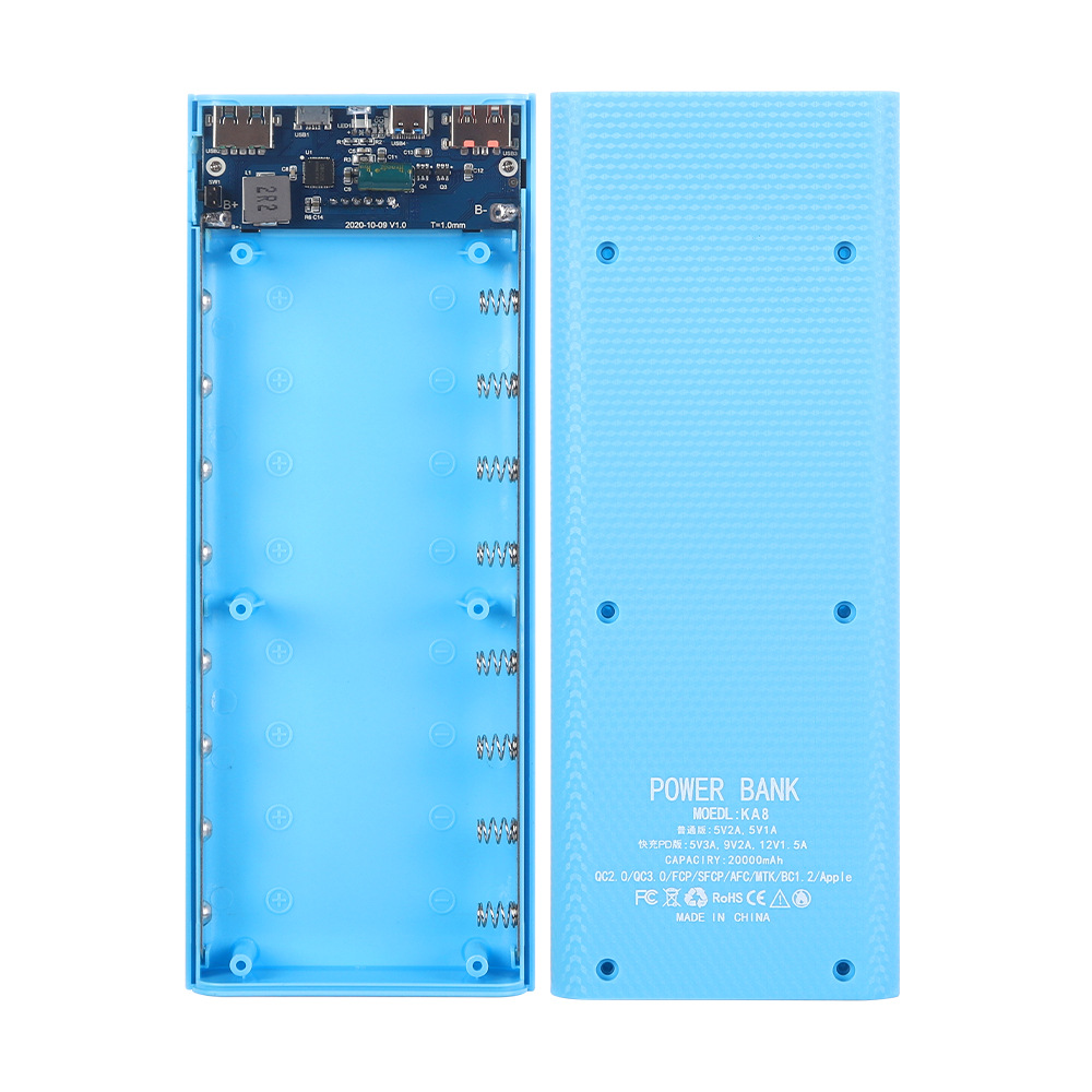 8X18650 18W Dual USB Power Bank DIY Case Super Fast Charge without Battery