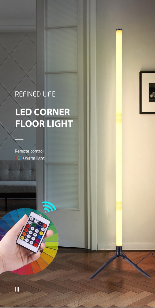 RGB Smart Ambience Floor Lamp Esports lamp Living Room Bedroom Live LED Corner Light Nightlight Bluetooth APP Remote Control