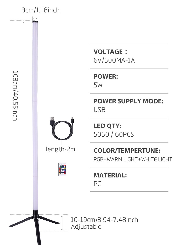 RGB Smart Ambience Floor Lamp Esports lamp Living Room Bedroom Live LED Corner Light Nightlight Bluetooth APP Remote Control
