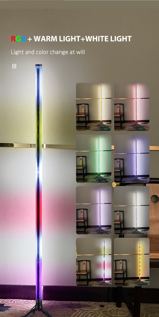 RGB Smart Ambience Floor Lamp Esports lamp Living Room Bedroom Live LED Corner Light Nightlight Bluetooth APP Remote Control