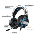 MC Q9 Gaming Headset 7.1 channel Wired Gaming Headset with 360° Noise Reduction Microphone Colorful Breathing Light Headphone