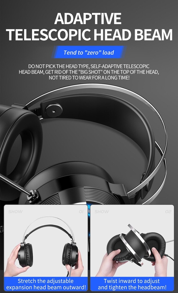 MC Q9 Gaming Headset 7.1 channel Wired Gaming Headset with 360° Noise Reduction Microphone Colorful Breathing Light Headphone