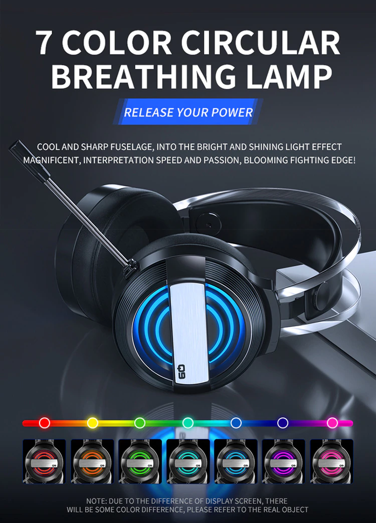 MC Q9 Gaming Headset 7.1 channel Wired Gaming Headset with 360° Noise Reduction Microphone Colorful Breathing Light Headphone
