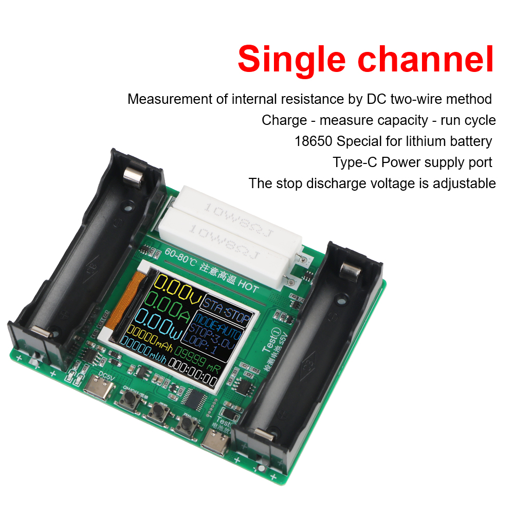 1 CH 18650 Battery Capacity Internal Resistance Tester Lithium Battery Capacity Tester Module With LCD Digital Display