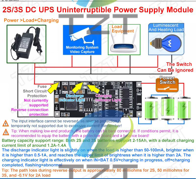 UPS Power Module 2S DC9V-15V 3S DC12V-15V 50W 4A charging protection module uninterruptible power supply control board