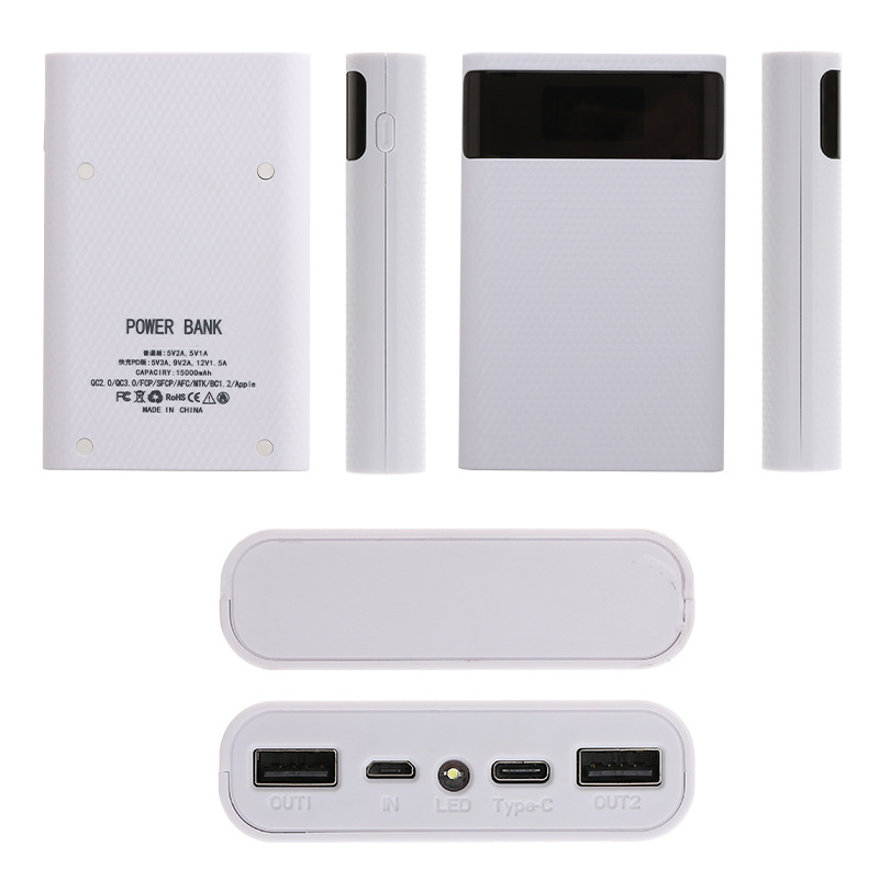 Fast Charge 22.5W PD QC 3.0 Quick Charge18650*4 Power Bank Shell Storage box USB Type C 5V battery Holder Case