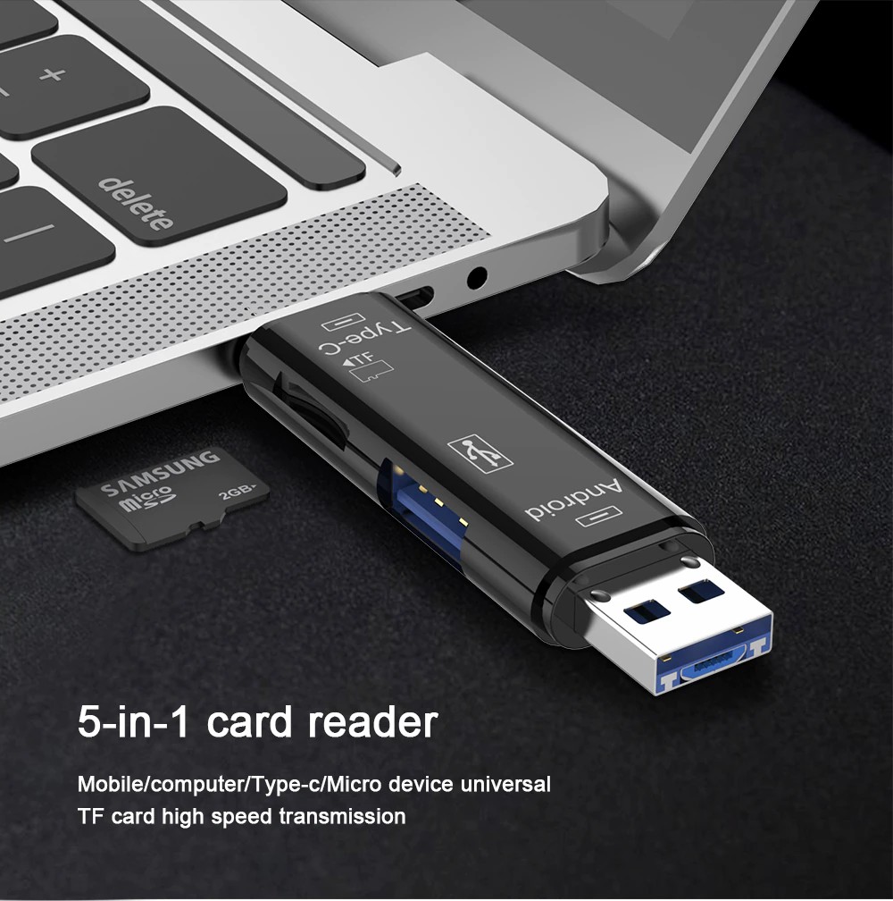 5 In 1 OTG Card Reader Type C & Micro USB Flash Drive High-speed USB2.0 Universal OTG
