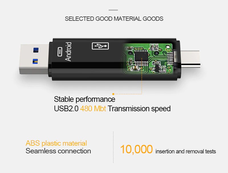 5 In 1 OTG Card Reader Type C & Micro USB Flash Drive High-speed USB2.0 Universal OTG