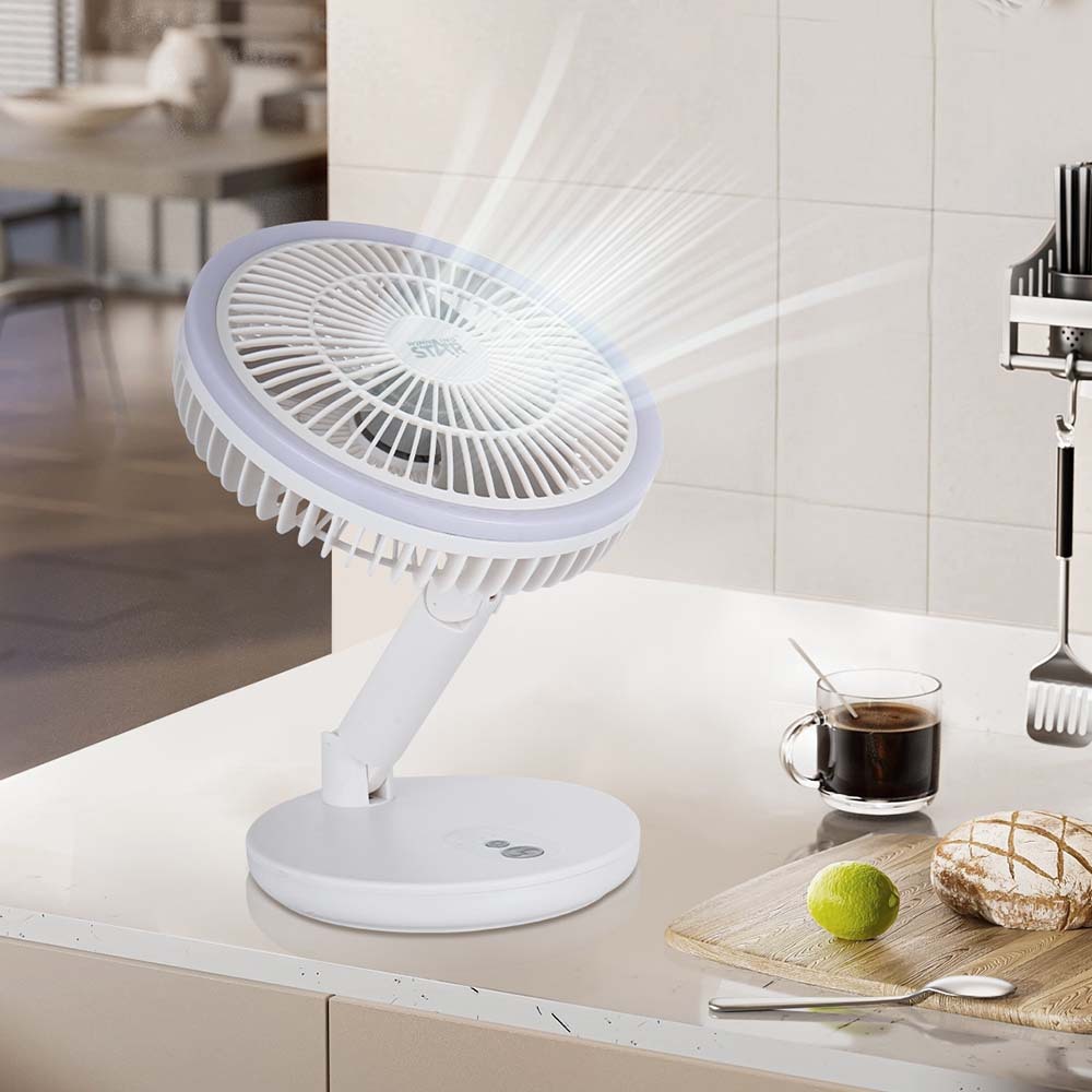 Winning star 8-inch three-blade 18650 Rechargeable Type-C/USB small easy-to-carry high-speed desktop electric fan (ESS Gadgets)