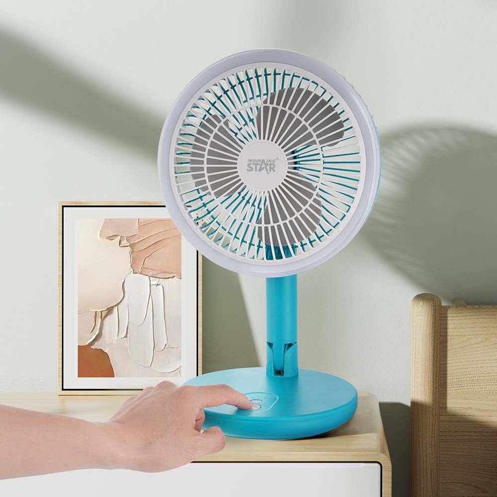 Winning star 8-inch three-blade 18650 Rechargeable Type-C/USB small easy-to-carry high-speed desktop electric fan (ESS Gadgets)