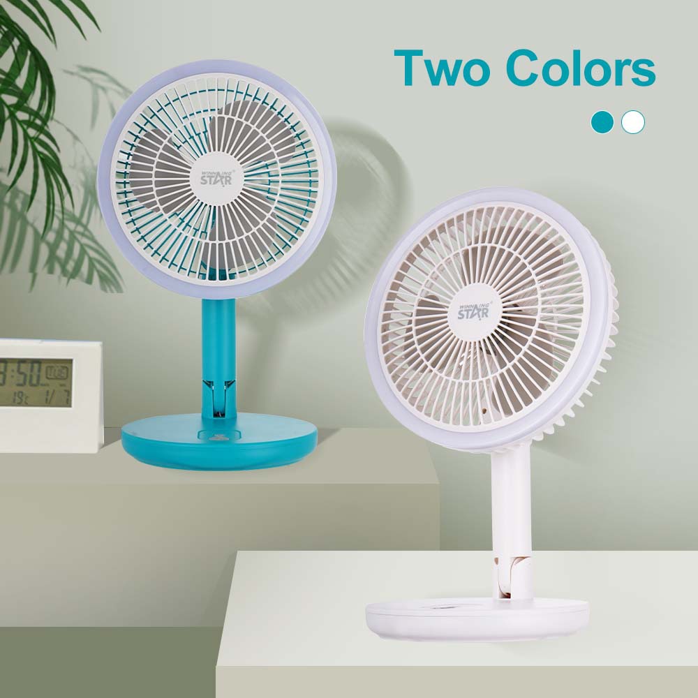 Winning star 8-inch three-blade 18650 Rechargeable Type-C/USB small easy-to-carry high-speed desktop electric fan (ESS Gadgets)