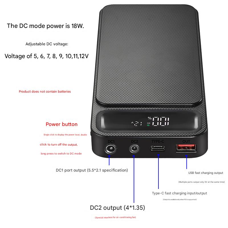 DC5/6/7/8/9/10/11/12V adjustable voltage mobile power supply kit power bank shell 18650 battery box (ESS Gadgets)