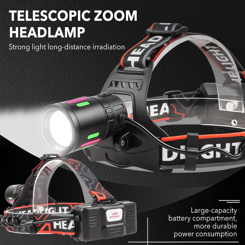 Long-range headlight USB charging 2x18650 battery outdoor lighting LED headlight