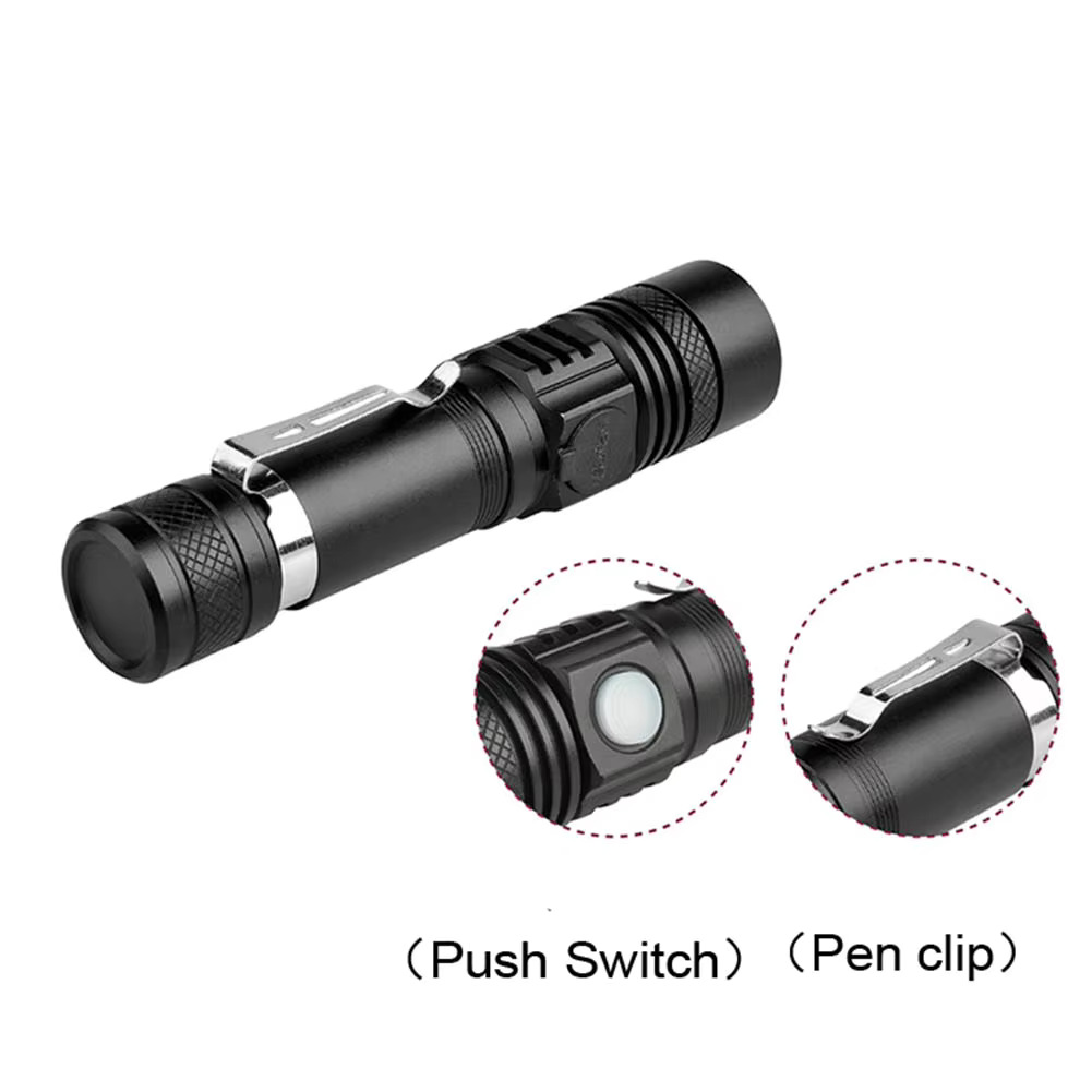 T6 strong light flashlight telescopic zoom USB charging mini flashlight