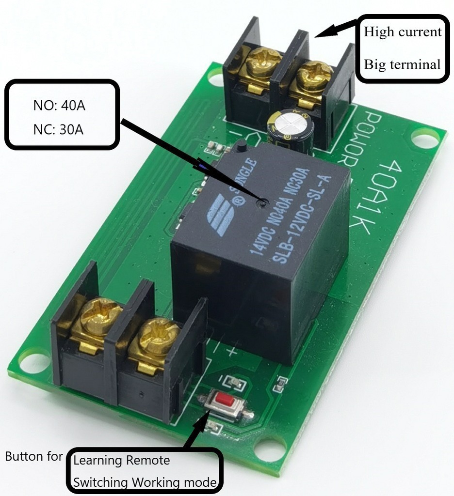 RF 433Mhz 12V DC 40A 350W High Power Remote Control Switch Water Pump Motor  Wireless Switch