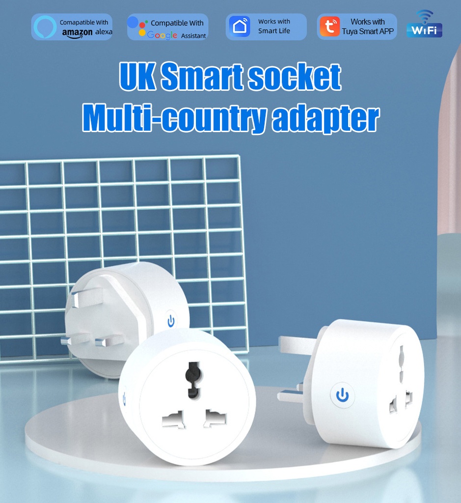 16A Tuya Smart life wifi metering universal socket smart plug mobile phone remote voice control