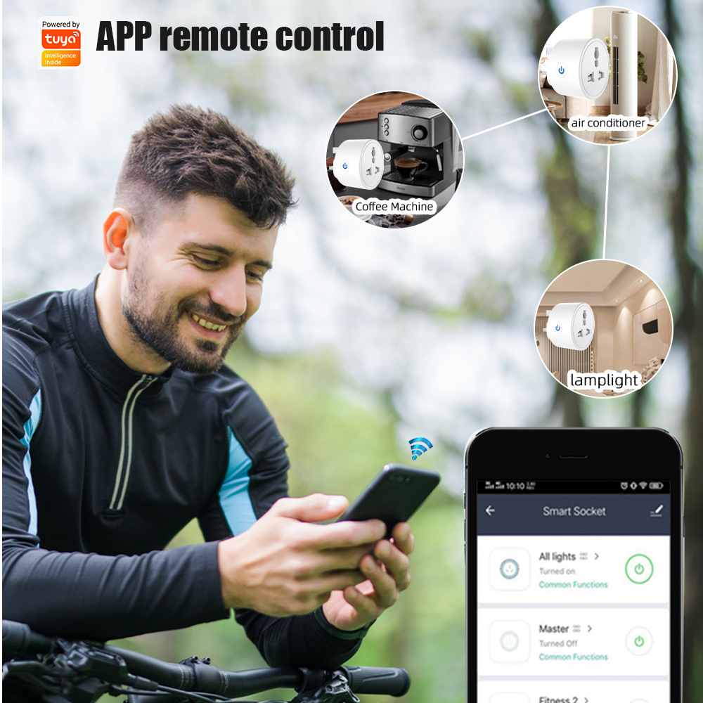 16A Tuya Smart life wifi metering universal socket smart plug mobile phone remote voice control